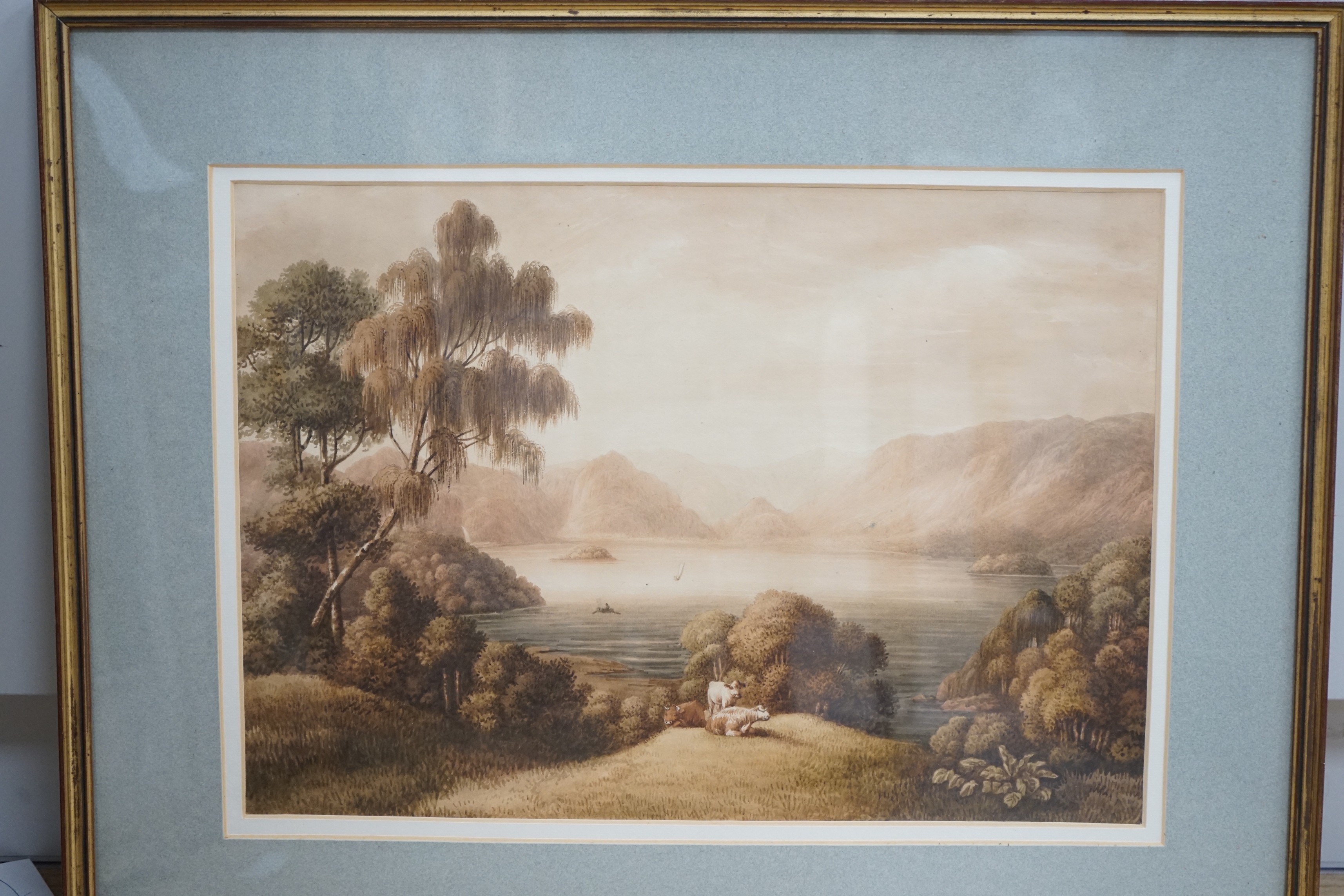 William Green (1761-1823), watercolour, 'Derwent Water looking into Borrowdale', inscribed verso, 34 x 49cm